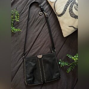 Brighton Black Soft Leather Studded Shoulder Bag